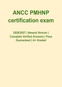 ANCC PMHNP Certification Exam 2026&lowbar;2027 &vert; Newest Version &vert; Complete Verified Answers &vert; Pass Guaranteed &vert; A&plus; Graded