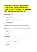 Saskatchewan Pesticide Applicator Core Exam Practice Questions And Correct Answers &lpar;Verified Answers&rpar; Plus Rationales 2026 Q&A &vert; Instant Download Pdf&NewLine;