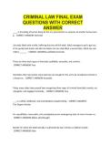 CRIMINAL LAW FINAL EXAM QUESTIONS WITH CORRECT ANSWER&period;