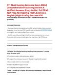ATI TEAS Nursing Entrance Exam 2026 &vert; Comprehensive Practice Questions & Verified Answers Study Guide &vert; Full TEAS Test Prep for Reading&comma; Math&comma; Science & English &vert; High-Scoring Success PDF