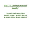 BIOD 121 &lpar;Portage&rpar; Nutrition Module 1 Complete Questions And Well Detailed Answers &lpar;Verified&rpar; &vert; Already Graded A&plus; &vert; Latest Update 2026&lowbar;2027