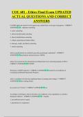 COU 601 - Ethics Final Exam UPDATED &NewLine;ACTUAL QUESTIONS AND CORRECT &NewLine;ANSWERS