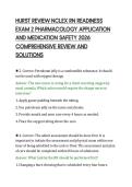 HURST REVIEW NCLEX RN READINESS&NewLine;EXAM 2 PHARMACOLOGY APPLICATION&NewLine;AND MEDICATION SAFETY 2026&NewLine;COMPREHENSIVE REVIEW AND&NewLine;SOLUTIONS&NewLine;