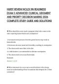 HURST REVIEW NCLEX RN READINESS&NewLine;EXAM 3 ADVANCED CLINICAL JUDGMENT&NewLine;AND PRIORITY DECISION MAKING 2026&NewLine;COMPLETE STUDY GUIDE AND SOLUTIONS