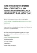 HURST REVIEW NCLEX RN READINESS&NewLine;EXAM 3 CARDIOVASCULAR AND&NewLine;RESPIRATORY DISORDERS APPLICATION&NewLine;2026 COMPLETE Q AND A STUDY PACK&NewLine;