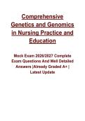 Comprehensive Genetics and Genomics in Nursing Practice and Education Mock Exam 2026&lowbar;2027 Complete Exam Questions And Well Detailed Answers &lowbar;Already Graded A&plus; &lowbar; Latest Update &period;pdf