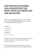 HURST REVIEW NCLEX RN READINESS&NewLine;EXAM 4 ADVANCED PATIENT CARE&NewLine;PRIORITY SETTING 2026 COMPLETE STUDY&NewLine;GUIDE AND SOLUTIONS&NewLine;