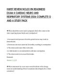 HURST REVIEW NCLEX RN READINESS&NewLine;EXAM 4 CARDIAC NEURO AND&NewLine;RESPIRATORY SYSTEMS 2026 COMPLETE Q&NewLine;AND A STUDY PACK&NewLine;
