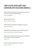 CBMT ACTUAL EXAM SCRIPT 2026&NewLine;QUESTIONS WITH SOLUTIONS GRADED A&plus;
