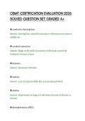 CBMT CERTIFICATION EVALUATION 2026&NewLine;SOLVED QUESTION SET GRADED A&plus;