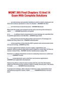 MGMT 365 Final Chapters 13 And 14 Exam With Complete Solutions