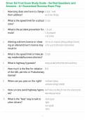 Driver Ed Final Exam Study Guide - Verified Questions and Answers - A&plus; Guaranteed Success Exam Prep