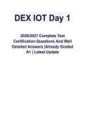 DEX IoT Day 1 2026&ndash;2027 Complete Test Certification Questions &vert; Detailed Answers & A&plus; Graded Latest Update 