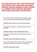 PTU FINAL EXAM 2026-2027&vert;&vert; MOST RECENT EXAM &NewLine;WITH COMPLETE REAL QUESTIONS AND CORRECT &NewLine;ANSWERS &lpar;VERIFIED ANSWERS&rpar; ALREADY GRADED &NewLine;A&plus;&vert;&vert; NEWEST ACTUAL EXAM JUST RELEASED&excl;&excl;&excl; &NewLine;STUDY GUIDE EXAM & BEST FOR EXAM PREP &vert;&vert; 