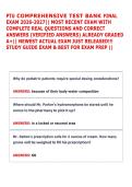 PTU COMPREHENSIVE TEST BANK FINAL &NewLine;EXAM 2026-2027&vert;&vert; MOST RECENT EXAM WITH &NewLine;COMPLETE REAL QUESTIONS AND CORRECT &NewLine;ANSWERS &lpar;VERIFIED ANSWERS&rpar; ALREADY GRADED &NewLine;A&plus;&vert;&vert; NEWEST ACTUAL EXAM JUST RELEASED&excl;&excl;&excl; &NewLine;STUDY GUIDE EXAM & BEST FOR EXAM PREP &vert;&vert;
