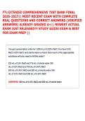 PTU EXTENDED COMPREHENSIVE TEST BANK FINAL &NewLine;2026-2027&vert;&vert; MOST RECENT EXAM WITH COMPLETE &NewLine;REAL QUESTIONS AND CORRECT ANSWERS &lpar;VERIFIED &NewLine;ANSWERS&rpar; ALREADY GRADED A&plus;&vert;&vert; NEWEST ACTUAL &NewLine;EXAM JUST RELEASED&excl;&excl;&excl; STUDY GUIDE EXAM & BEST &NewLine;FOR EXAM PREP &vert;&vert; 