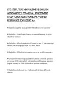 I TO I TEFL TEACHING BUSINESS ENGLISH&NewLine;ASSIGNMENT 1 2026 FINAL ASSESSMENT&NewLine;STUDY GUIDE QUESTION BANK VERIFIED&NewLine;RESPONSES TOP RESULT A&plus;