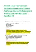 Colorado Survey Field Technician &NewLine;Certification Exam Practice Questions &NewLine;And Correct Answers &lpar;Verified Answers&rpar; &NewLine;Plus Rationale 2026 Q&A&vert; Instant &NewLine;Download Pdf