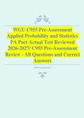 WGU C955 Pre-Assessment Applied Probability and Statistics PA Past Actual Test Reviewed 2026-2027&sol; C955 Pre-Assessment Review - All Questions and Correct Answers 