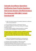 Colorado Surveillance Operations &NewLine;Certification Exam Practice Questions &NewLine;And Correct Answers &lpar;Verified Answers&rpar; &NewLine;Plus Rationale 2026 Q&A&vert; Instant &NewLine;Download Pdf 