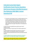 Colorado Surety Bond Agent &NewLine;Certification Exam Practice Questions &NewLine;And Correct Answers &lpar;Verified Answers&rpar; &NewLine;Plus Rationale 2026 Q&A&vert; Instant &NewLine;Download Pdf  