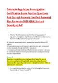 Colorado Regulatory Investigation &NewLine;Certification Exam Practice Questions &NewLine;And Correct Answers &lpar;Verified Answers&rpar; &NewLine;Plus Rationale 2026 Q&A&vert; Instant &NewLine;Download Pdf