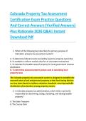 Colorado Property Tax Assessment &NewLine;Certification Exam Practice Questions &NewLine;And Correct Answers &lpar;Verified Answers&rpar; &NewLine;Plus Rationale 2026 Q&A&vert; Instant &NewLine;Download Pdf 