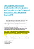 Colorado Public Administration &NewLine;Certification Exam Practice Questions &NewLine;And Correct Answers &lpar;Verified Answers&rpar; &NewLine;Plus Rationale 2026 Q&A&vert; Instant &NewLine;Download Pdf
