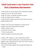 CSLB Contractors Law Practice Test Part 2 Latest 2026 Newest Questions and Answers &lpar;Latest 2026 &sol; 2027 Update&rpar; &lpar;Verified Answers&rpar; &lpar;Top Grade Assured&rpar;&period; CSLB Ultimate Exam Bundle 2026&ndash;2027 &vert; B General Contractor&comma; C10 Electrical&comma; Contractor Law&comma; Trade Exams 