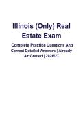 Illinois &lpar;Only&rpar; Real Estate Exam Practice Questions &vert; Complete Practice Test & Detailed Answers PDF &lpar;2026&ndash;2027&rpar;