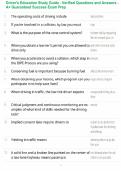 Driver's Education Study Guide - Verified Questions and Answers - A&plus; Guaranteed Success Exam Prep