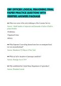 CBP OFFICER LOGICAL REASONING FINAL&NewLine;PAPER PRACTICE QUESTIONS WITH&NewLine;VERIFIED ANSWERS PACKAGE