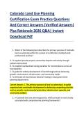 Colorado Land Use Planning &NewLine;Certification Exam Practice Questions &NewLine;And Correct Answers &lpar;Verified Answers&rpar; &NewLine;Plus Rationale 2026 Q&A&vert; Instant &NewLine;Download Pdf 