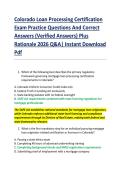 Colorado Loan Processing Certification &NewLine;Exam Practice Questions And Correct &NewLine;Answers &lpar;Verified Answers&rpar; Plus &NewLine;Rationale 2026 Q&A&vert; Instant Download &NewLine;Pdf  