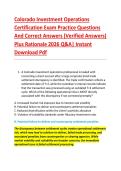 Colorado Investment Operations &NewLine;Certification Exam Practice Questions &NewLine;And Correct Answers &lpar;Verified Answers&rpar; &NewLine;Plus Rationale 2026 Q&A&vert; Instant &NewLine;Download Pdf 