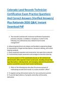 Colorado Land Records Technician &NewLine;Certification Exam Practice Questions &NewLine;And Correct Answers &lpar;Verified Answers&rpar; &NewLine;Plus Rationale 2026 Q&A&vert; Instant &NewLine;Download Pdf  