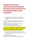 Colorado Industrial Security &NewLine;Certification Exam Practice Questions &NewLine;And Correct Answers &lpar;Verified Answers&rpar; &NewLine;Plus Rationale 2026 Q&A&vert; Instant &NewLine;Download Pdf