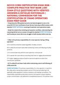 NCCCO CORE CERTIFICATION EXAM 2026 &ndash; COMPLETE PRACTICE TEST BANK &vert; 200 EXAM-STYLE QUESTIONS WITH VERIFIED ANSWERS & DETAILED RATIONALES &vert; NATIONAL COMMISSION FOR THE CERTIFICATION OF CRANE OPERATORS EXAM PREP GUIDE