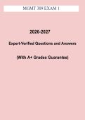 MGMT 309 Exam 1 Study Guide PDF &vert; Principles of Management Review & Practice Questions &lpar;2026&ndash;2027&rpar;