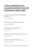 CCBMA ADMINISTRATIVE 2026&NewLine;EVALUATION QUESTIONS SOLUTIONS&NewLine;PROFESSIONAL VERIFIED SCRIPT