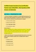 Certified Surgical Assistant &lpar;Csa&rpar; Certification &NewLine;Practice Exam 2025&sol;2026 &vert; Real Questions With &NewLine;Answers & Rationales 