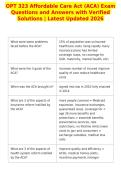 OPT 323 Affordable Care Act &lpar;ACA&rpar; Exam&NewLine;Questions and Answers with Verified&NewLine;Solutions &vert; Latest Updated 2026