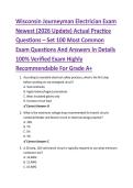 Wisconsin Journeyman Electrician Exam  &NewLine;Newest &lpar;2026 Update&rpar; Actual Practice &NewLine;Questions &ndash; Set 100 Most Common &NewLine;Exam Questions And Answers In Details &NewLine;100&percnt; Verified Exam Highly &NewLine;Recommendable For Grade A&plus;