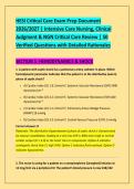 HESI Critical Care Exam Prep Document &NewLine;2026&sol;2027 &vert; Intensive Care Nursing&comma; Clinical &NewLine;Judgment & NGN Critical Care Review &vert; 50 &NewLine;Verified Questions with Detailed Rationales 