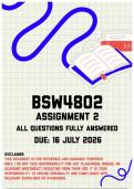 BSW4802 Assignment 2 MEMO &vert; Due 16 July 2026