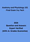 Anatomy and Physiology 101 Final Exam Ivy Tech Questions and Answers &vert; Study Guide & Practice Test PDF 2026