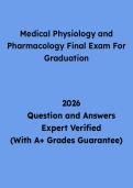 Medical Physiology and Pharmacology Final Exam for Graduation Questions and Answers &vert; Study Guide & Practice Test PDF 2026