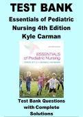 Test Bank For Essentials of Pediatric Nursing 4th Edition by Theresa Kyle & Susan Carman ISBN 9781975139841 Chapters &lpar;1 to 29&rpar;