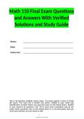 Math 110 Final Exam Questions and Answers With Verified Solutions and Study Guide