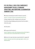 ICS 100 FINAL E HIGH-YIELD EMERGENCY&NewLine;MANAGEMENT ROLES&comma; COMMAND&NewLine;STRUCTURE&comma; AND RESPONSE COORDINATION&NewLine;SUMMARY 2026&NewLine;